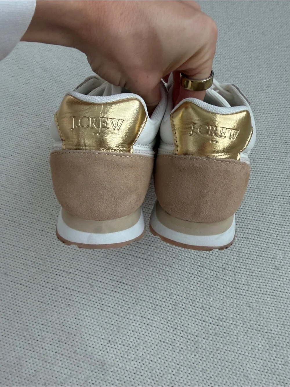 J Crew Cream/Tan Suede Sneakers Size 9